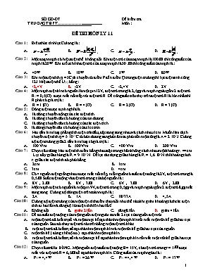 Đề thi học kì I môn Vật lí lớp 11